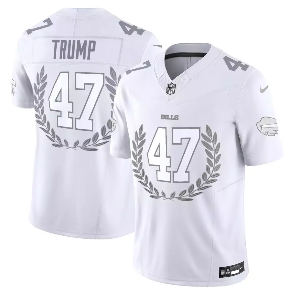 Donald Trump 47 Bills Jersey White Player Gray Vapor Limited All Stitched