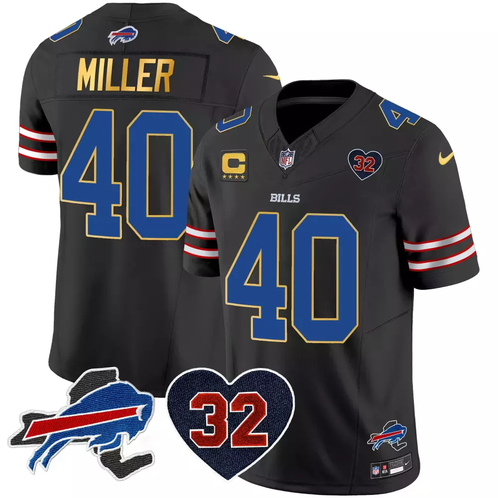 Von Miller 40 Bills Jersey Black Heart Month Heart-shaped Number 32 Men NFL Blue