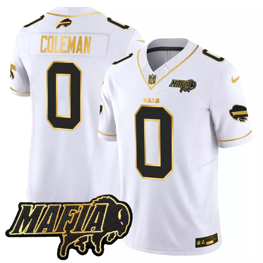 Keon Coleman Bills Jersey White Mafia Men Player Black Gold Vapor Limited All Stitched
