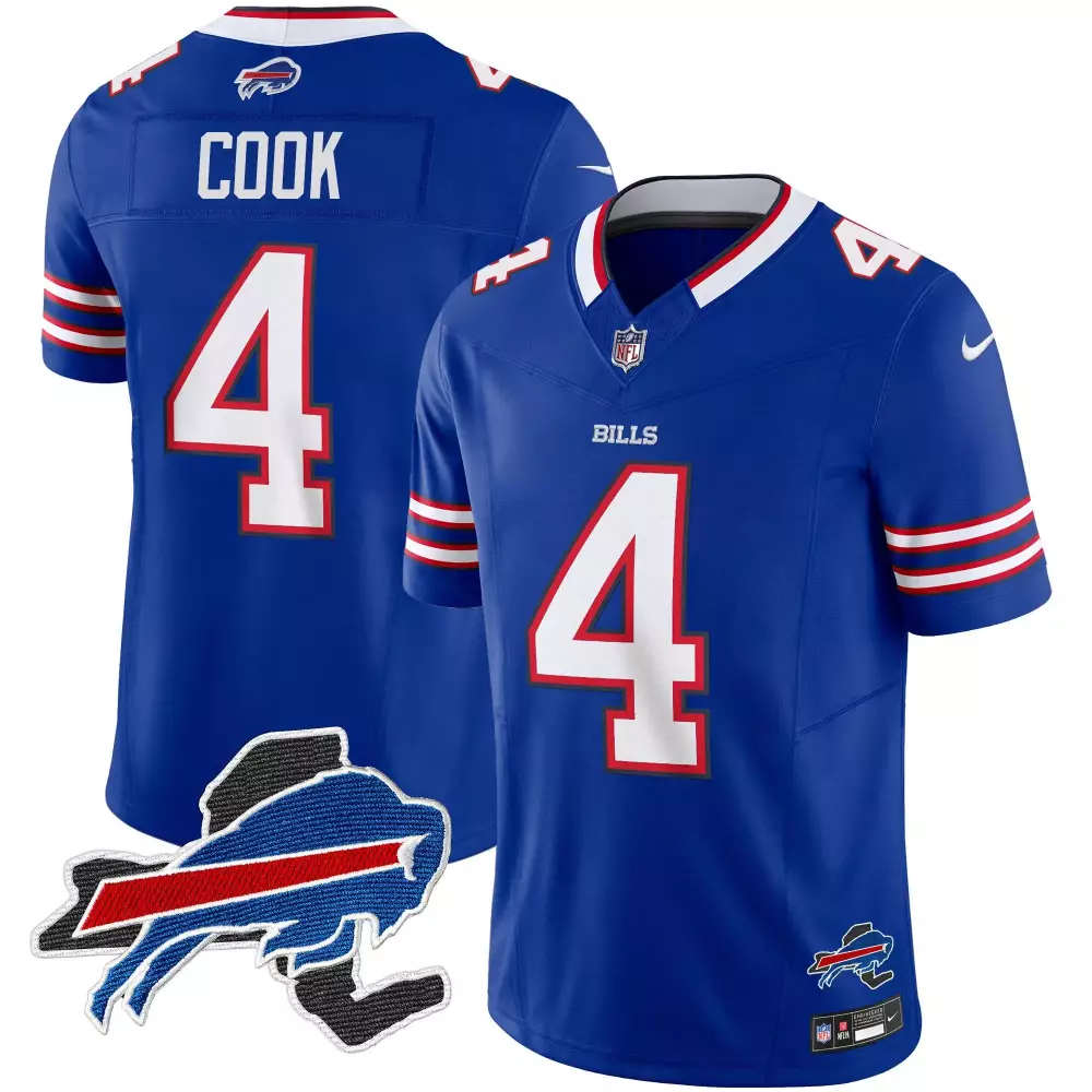 James Cook 4 Bills Jersey Blue Men Replica White Red Vapor Limited All Stitched