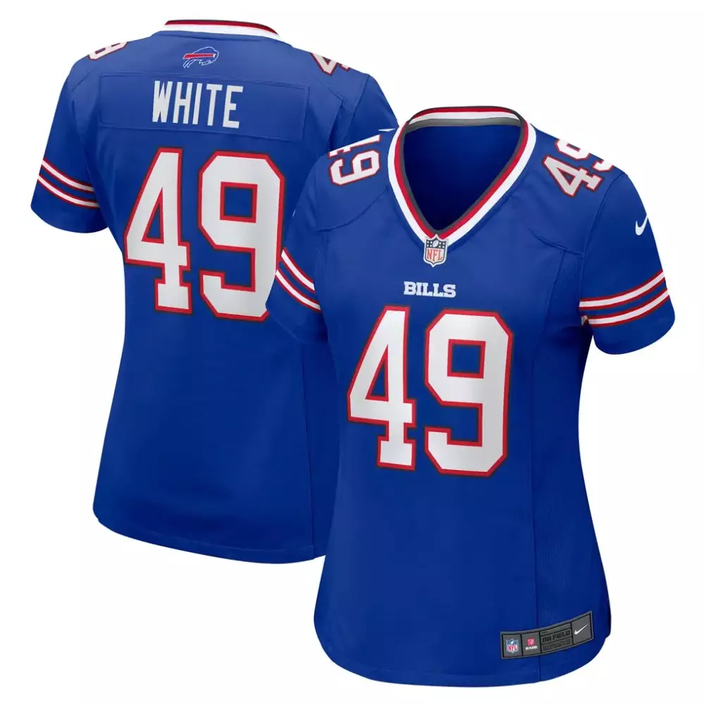 White 49 Bills Jersey Royal Blue Women Replica Red Game