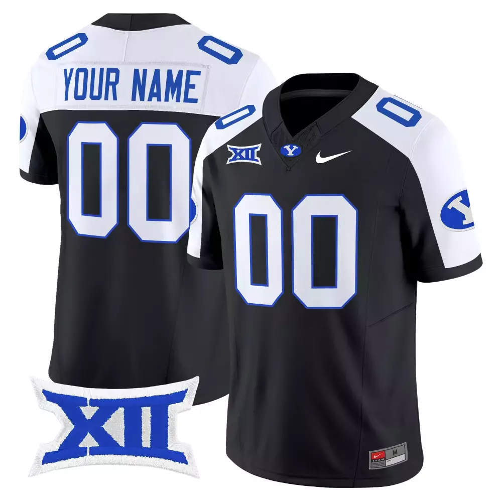 Custom Byu Cougars Jersey Black Big Men White Royal Blue Stitched Alternate