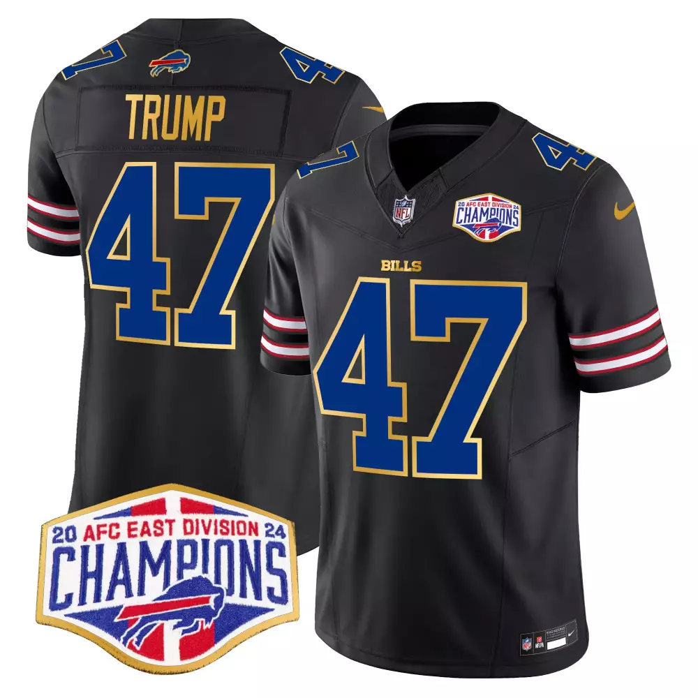 Donald Trump 47 Buffalo Bills Jersey Black AFC East Division Champions Men Blue White