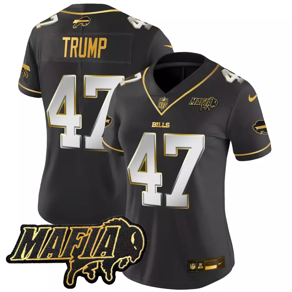 Donald Trump 47 Bills Jersey Black Mafia Women Gold White Limited Vapor All Stitched