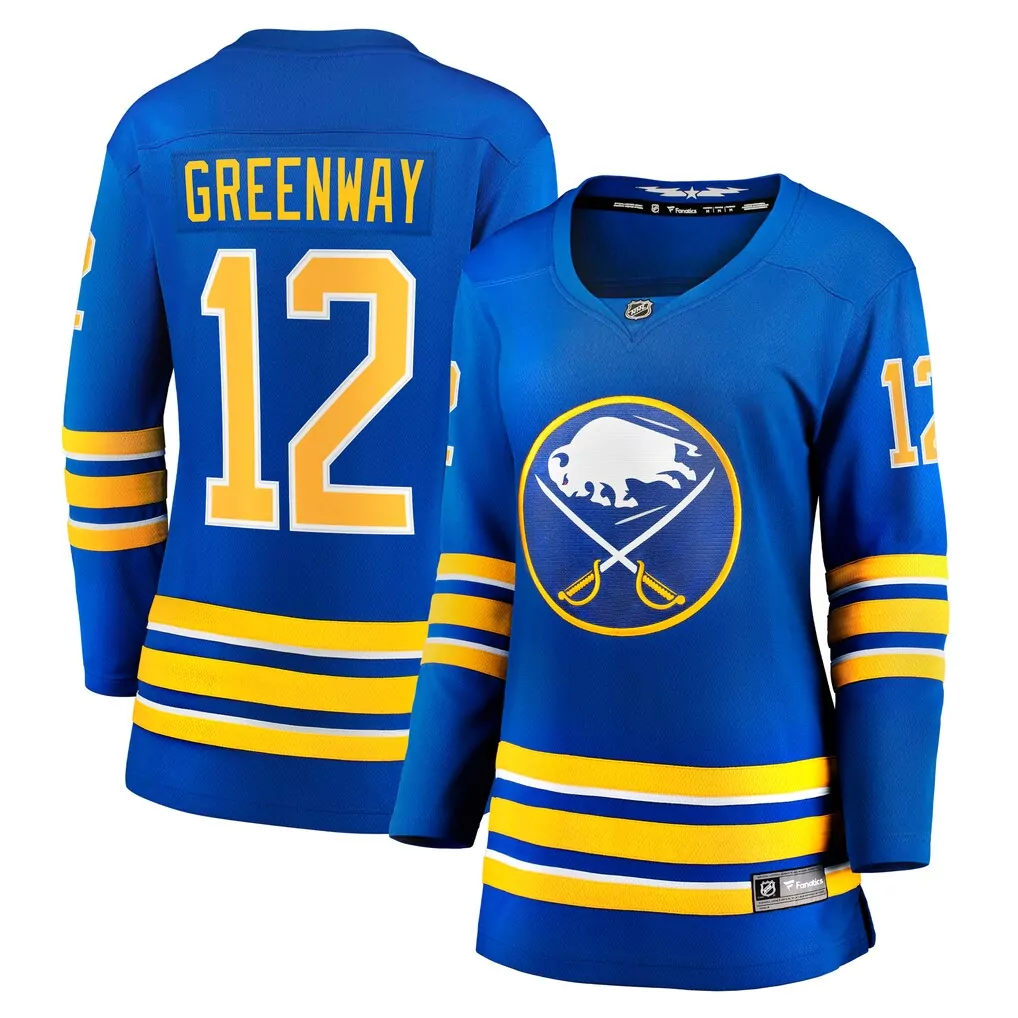 Jordan Greenway 12 Buffalo Sabres Jersey Royal Blue Men Yellow White Home Breakaway