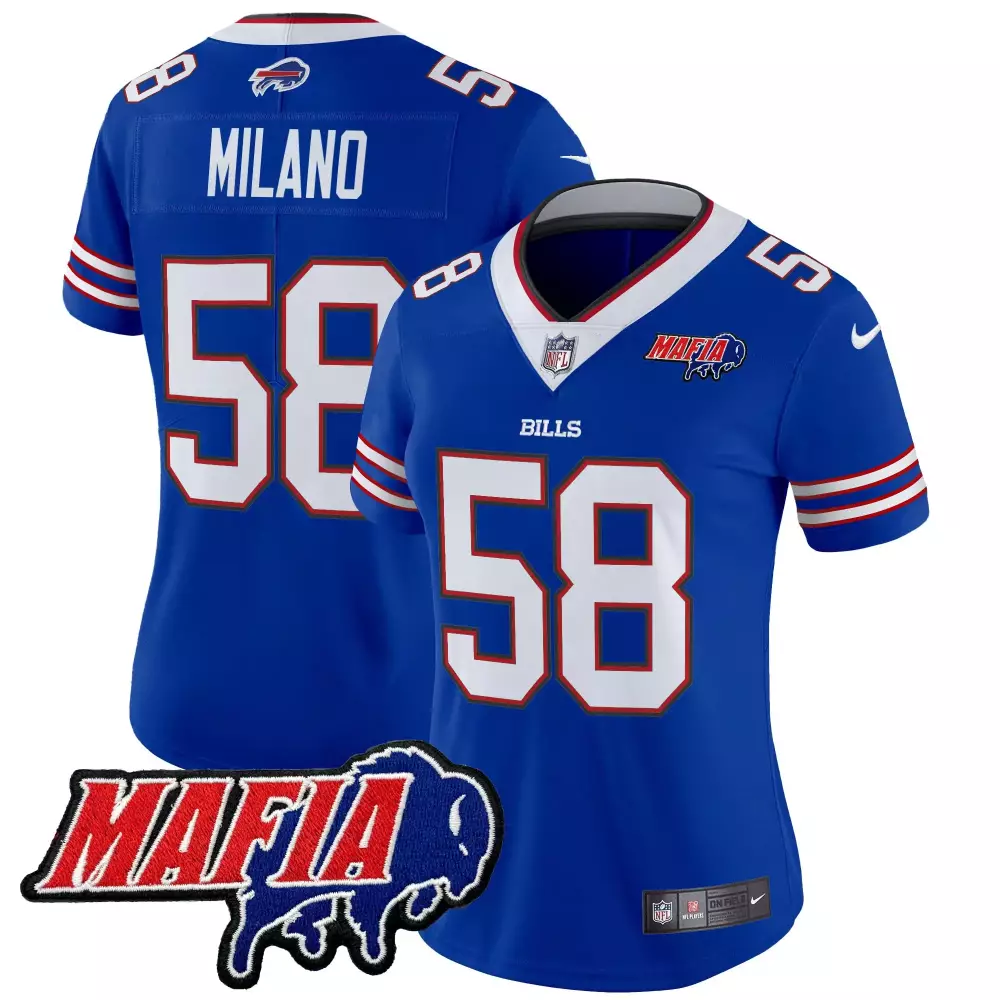 Matt Milano 58 Buffalo Bills Jersey Royal Blue Mafia 2023 Men White Red Vapor Limited