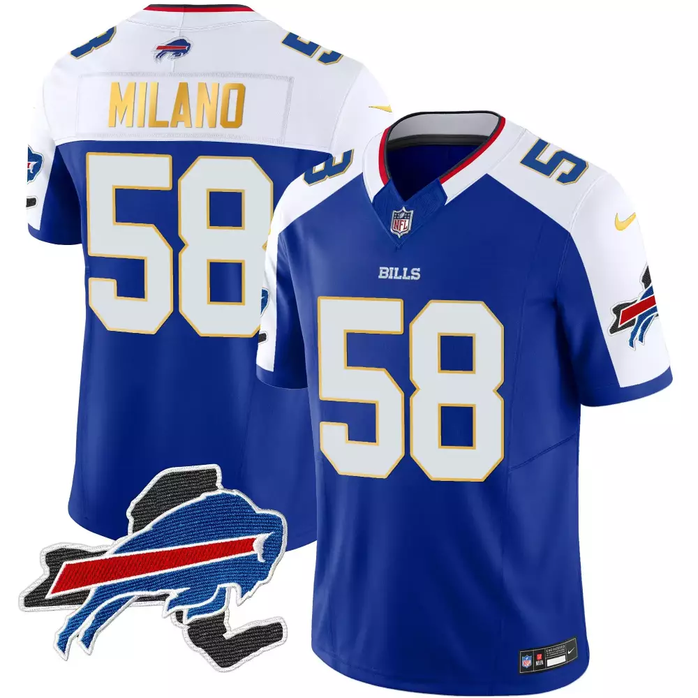 Matt Milano 58 Buffalo Bills Jersey Royal Blue Men NFL White Yellow Alternate Vapor