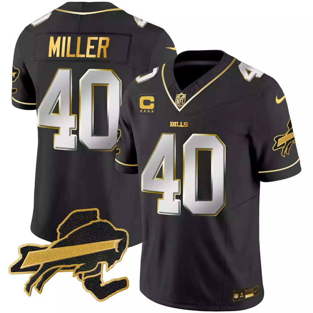 Von Miller 40 Bills Jersey Black Buffalo Men Gold Silver Stitched