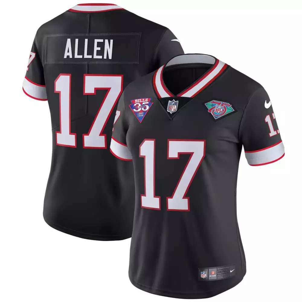 Josh Allen 17 Bills Jersey Black 50th Anniversary 35 1960 1994 Women Standard Alternate