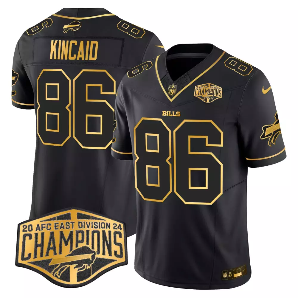 Dalton Kincaid 86 Bills Jersey Black Men Gold Vapor Limited All Stitched