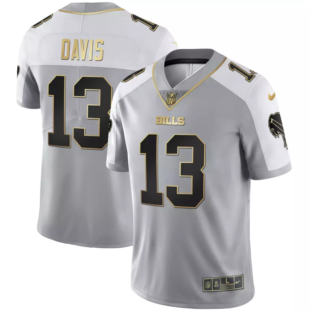 Ray Davis 13 Bills Jersey Gray Men Alternate White Black Gold All Stitched Vapor