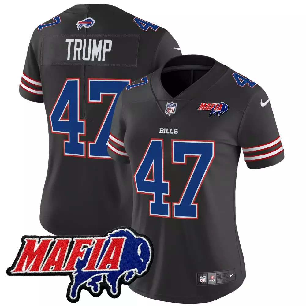 Donald Trump 47 Buffalo Bills Jersey Black Mafia Men Authentic Blue White Red Vapor