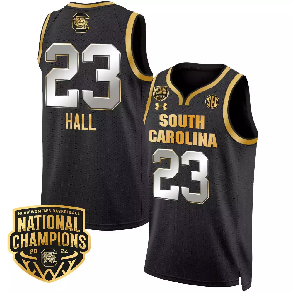 Bree Hall 23 South Carolina Jersey Black National Champions 2024 Women Gold v2 All