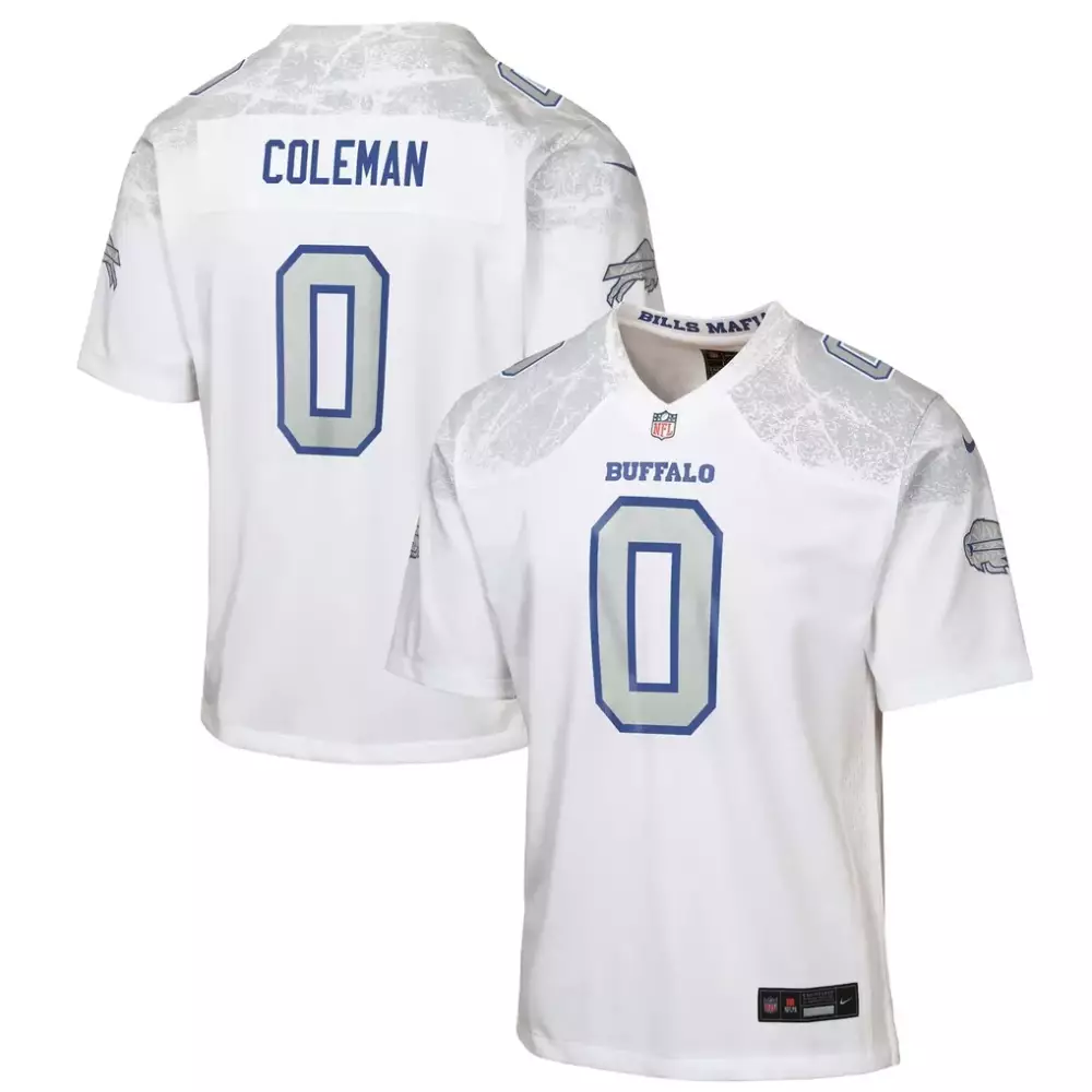 Keon Coleman Buffalo Bills Jersey White Men Blue Gray Collection Game