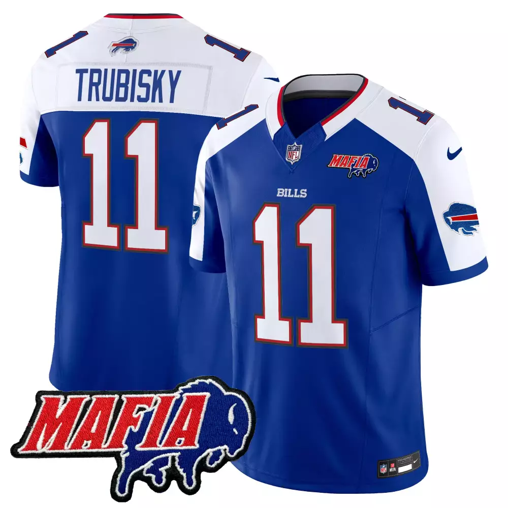 Mitchell Trubisky 11 Bills Jersey Royal Blue Mafia 2022 Men White Red Alternate Vapor