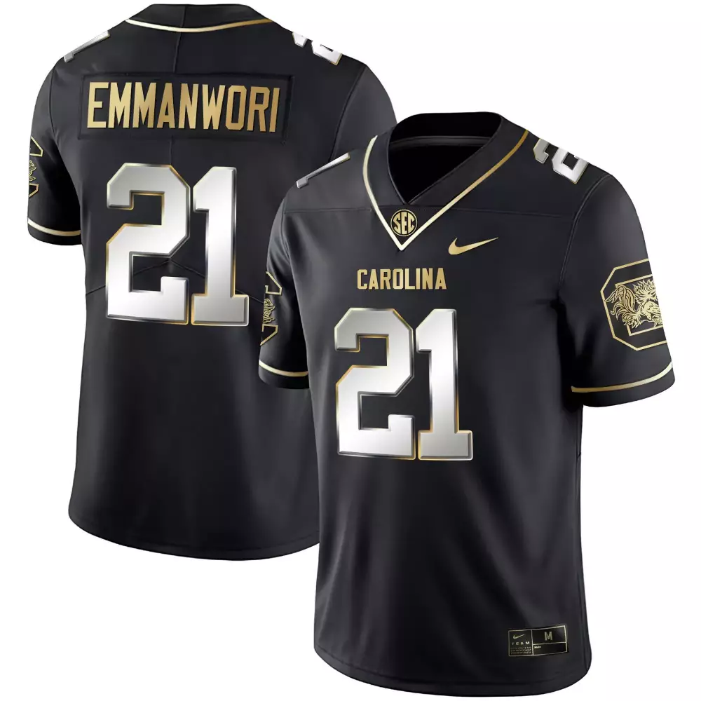Nick Emmanwori 21 Jersey Black South Carolina Gamecocks Men Gold Silver Limited Vapor