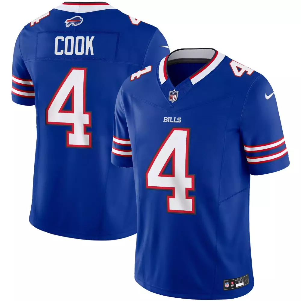 James Cook 4 Bills Jersey Blue Men Player White Red Vapor Limited All Stitched
