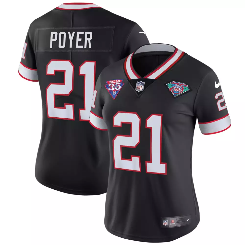 Poyer 21 Bills Jersey Black 35th Anniversary 75th Men Official White Red All Stitched