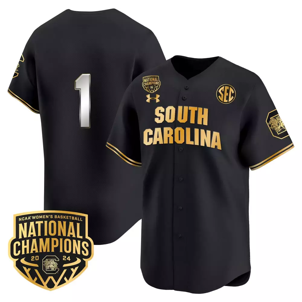 South Carolina 1 Jersey Black National Champions Women Gold All Stitched