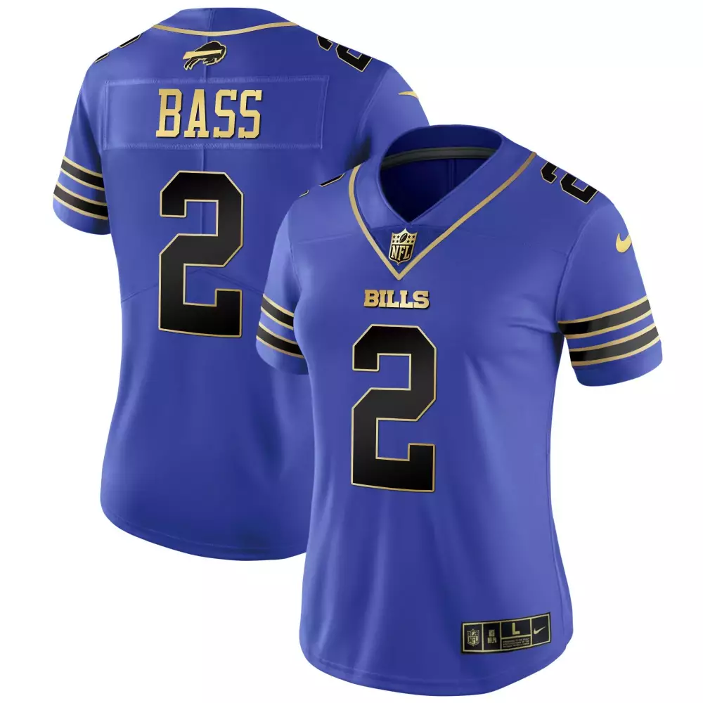 Tyler Bass 2 Bills Jersey Blue Women Replica Gold Black Vapor All Stitched