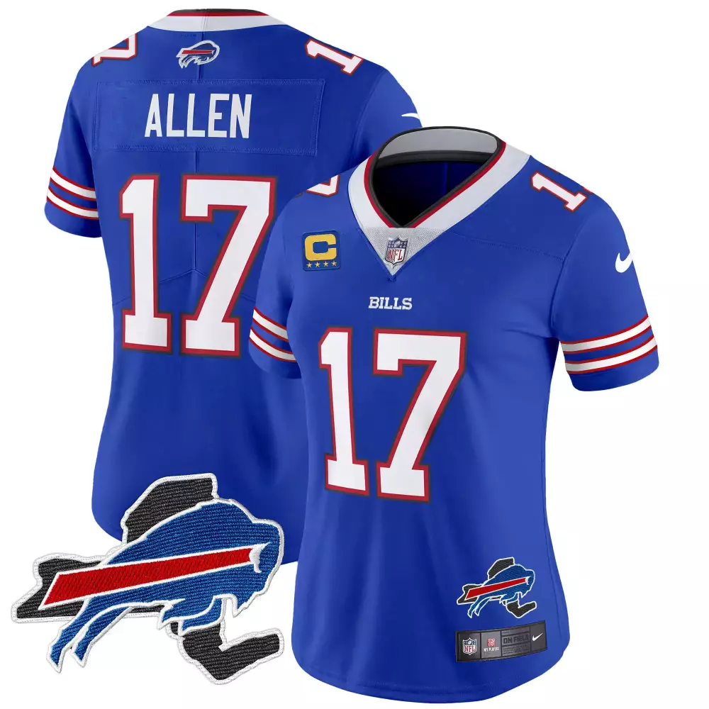 Josh Allen 17 Buffalo Bills Jersey Blue Women White Red All Stitched Vapor