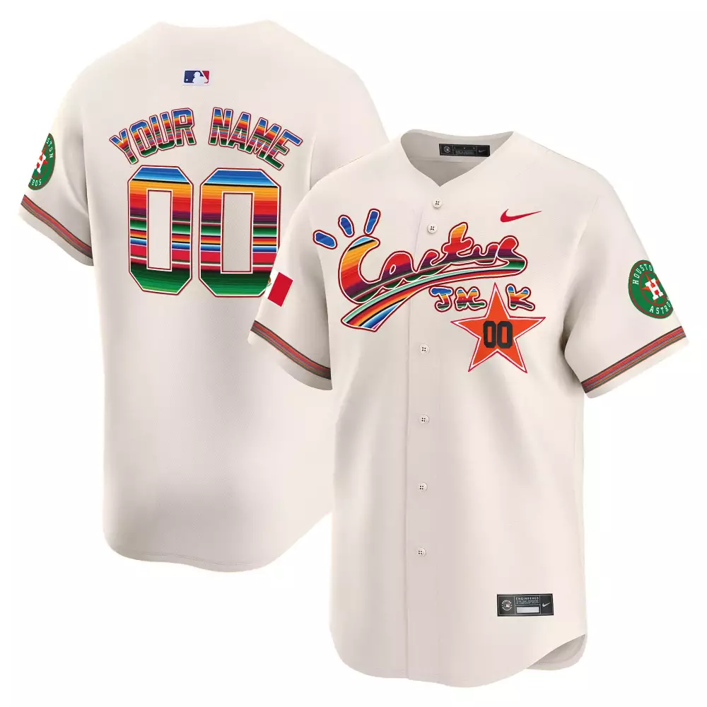 Custom Houston Astros Jersey Cream Cactus Jack Men Alternate Design Maroon Green