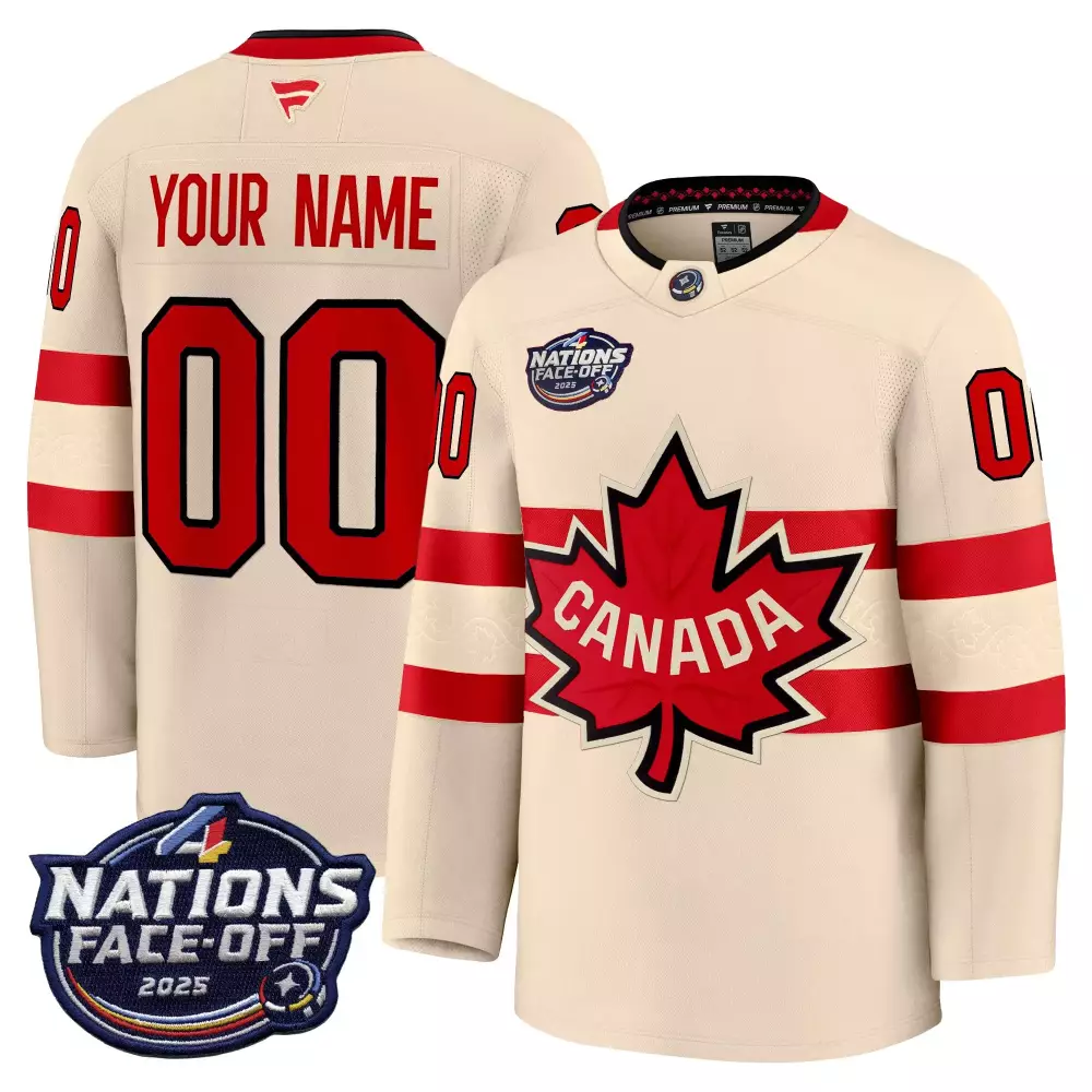 Custom Canada Jersey Cream Nations Face-off 2025 Men Red All Stitched