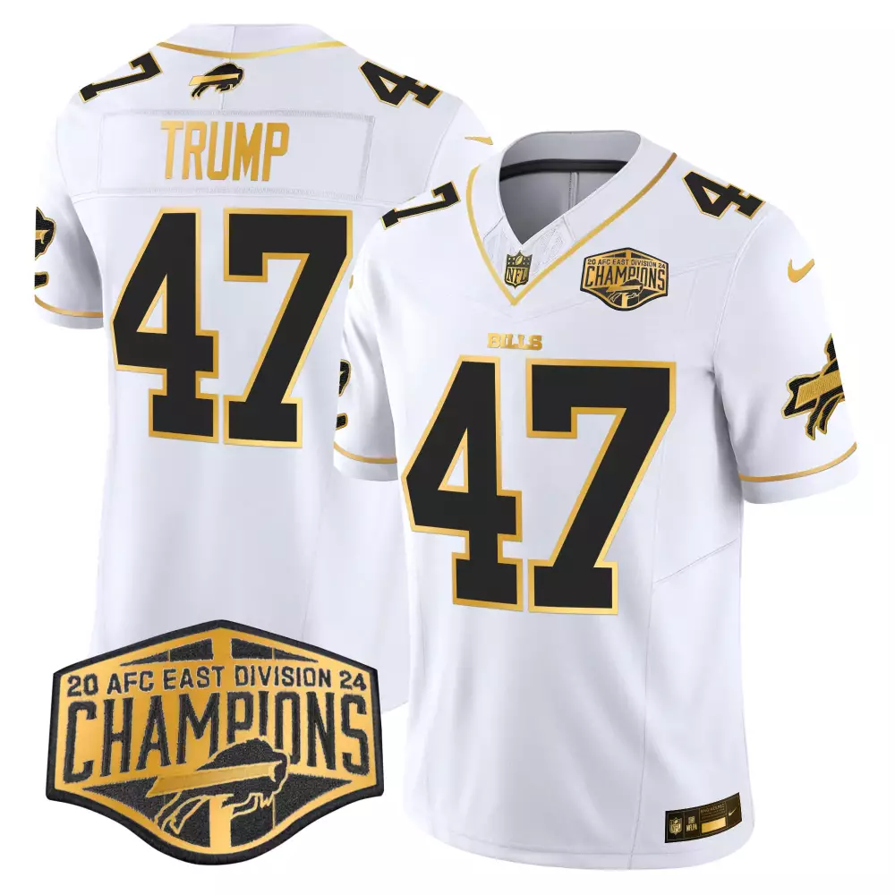 Donald Trump 47 Bills Jersey White 2020 AFC East Division Champions Men Black Gold