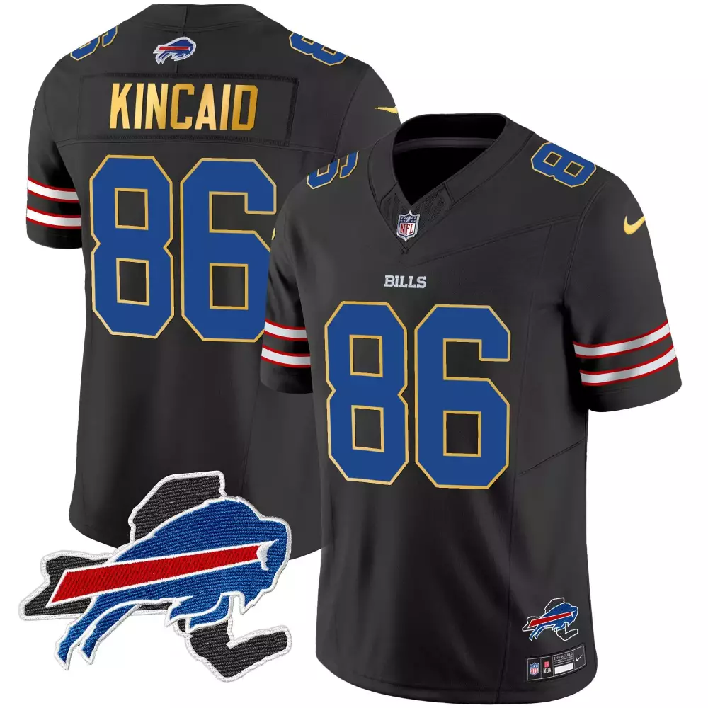 Dalton Kincaid 86 Buffalo Bills Jersey Black Men NFL Royal Blue White Red Gold Vapor