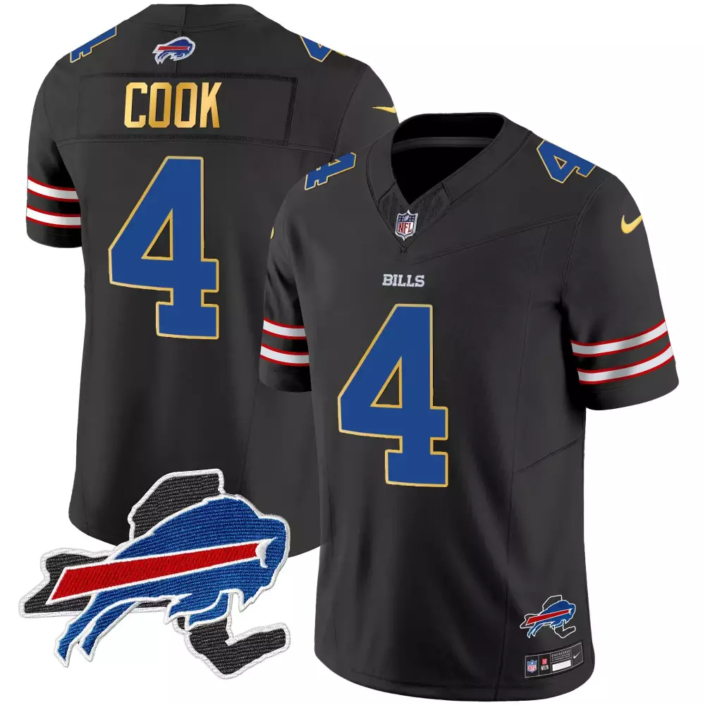 James Cook 4 Bills Jersey Black Men Alternate Blue Red White Vapor All Stitched