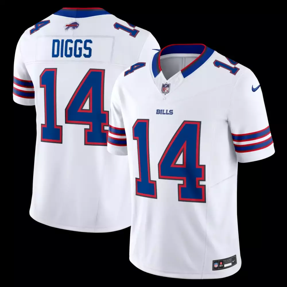 Stefon Diggs 14 Buffalo Bills Jersey White Men Blue Red Vapor Limited