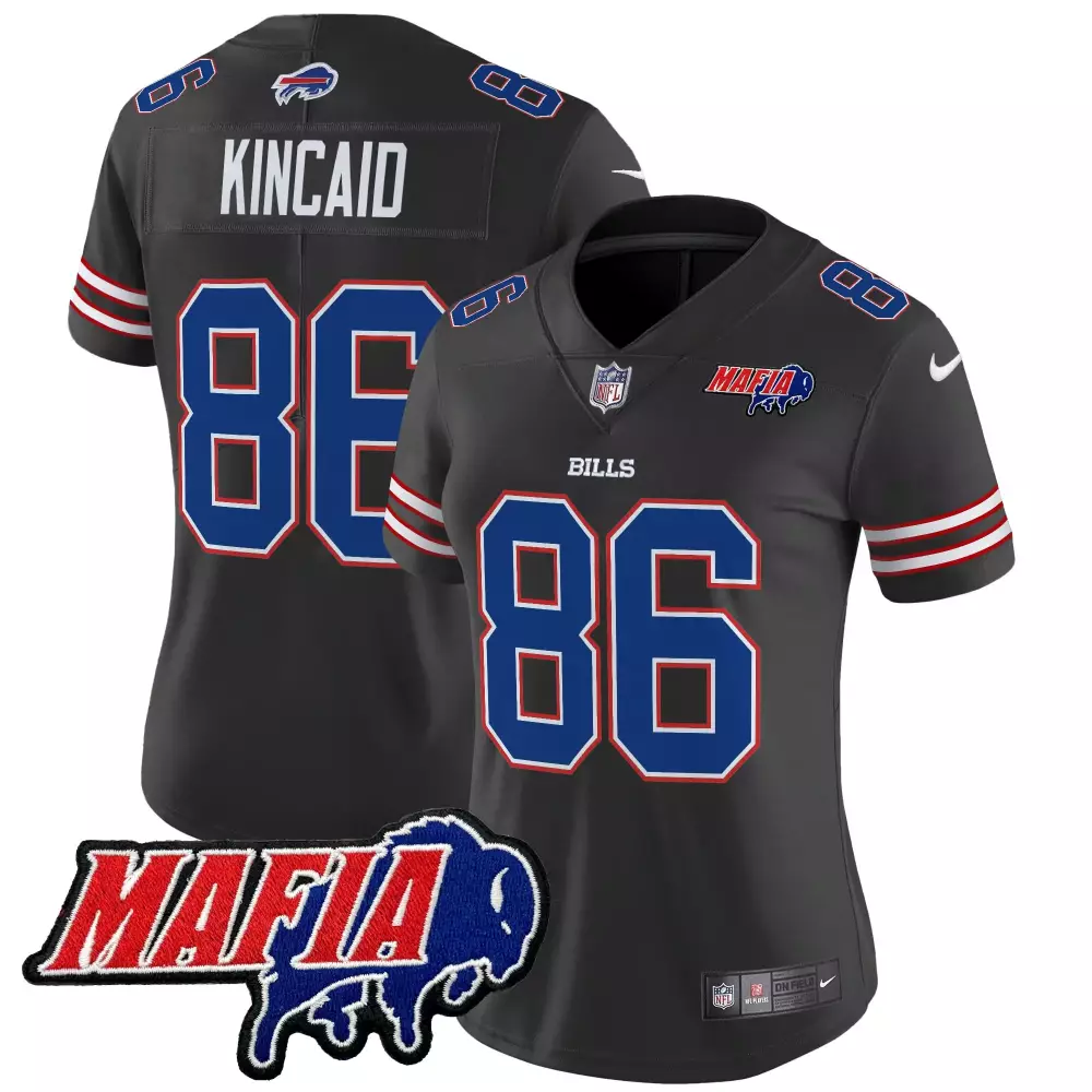 Dalton Kincaid 86 Bills Jersey Black Mafia Women Player Royal Blue White Red Vapor