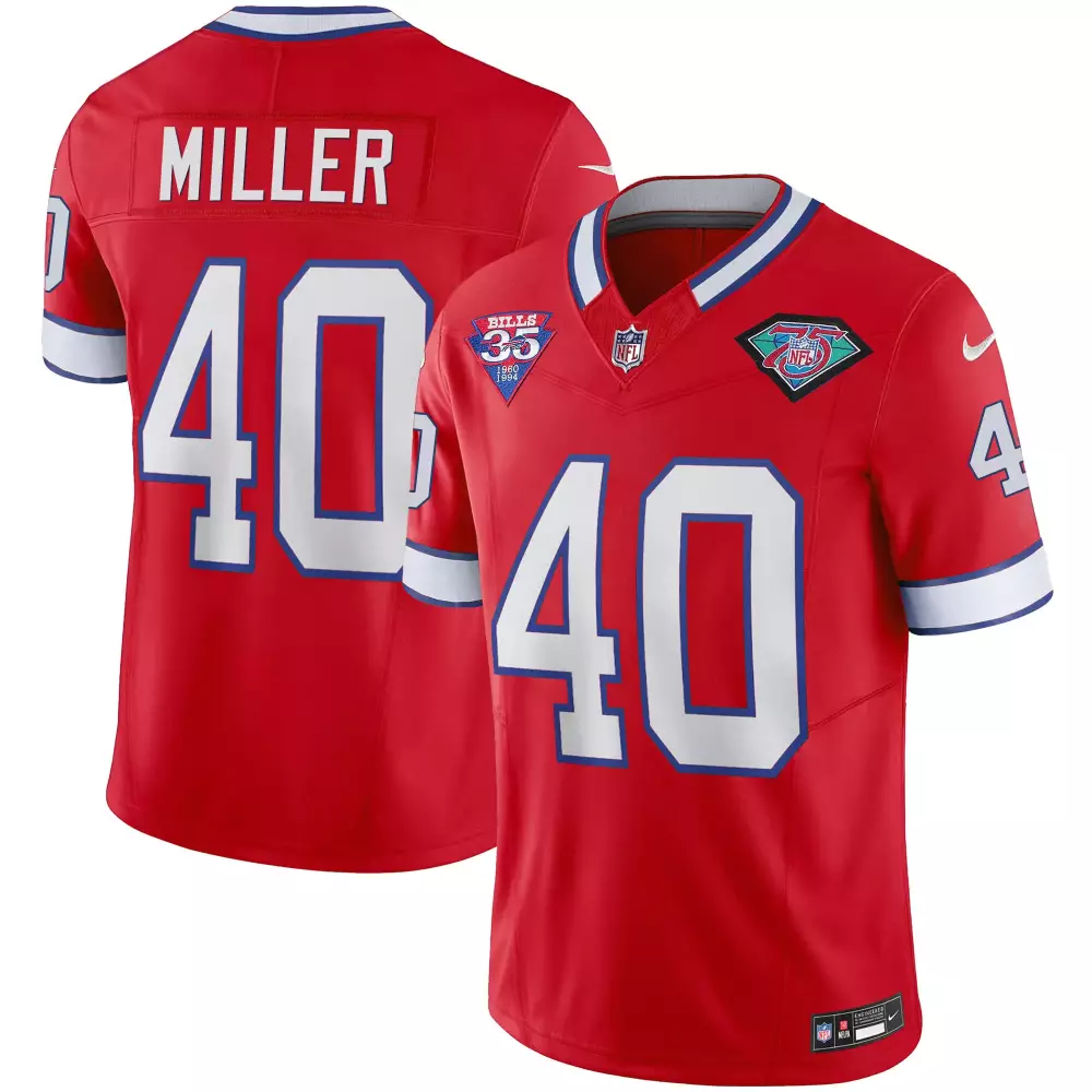 Von Miller 40 Buffalo Bills Jersey Red 75th Anniversary 35th 2021 Men Throwback Alternate