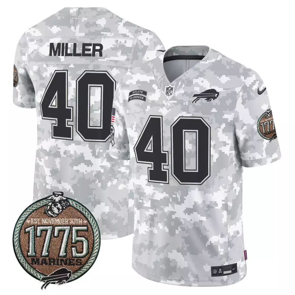Von Miller 40 Buffalo Bills Jersey White Salute To Service 1775 Marines Men Alternate