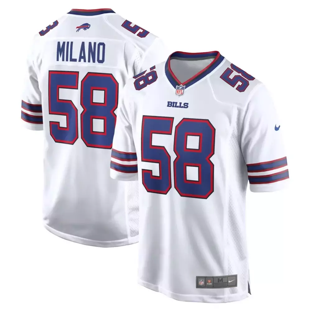 Matt Milano 58 Buffalo Bills Jersey White Men Replica Blue Red Away Game