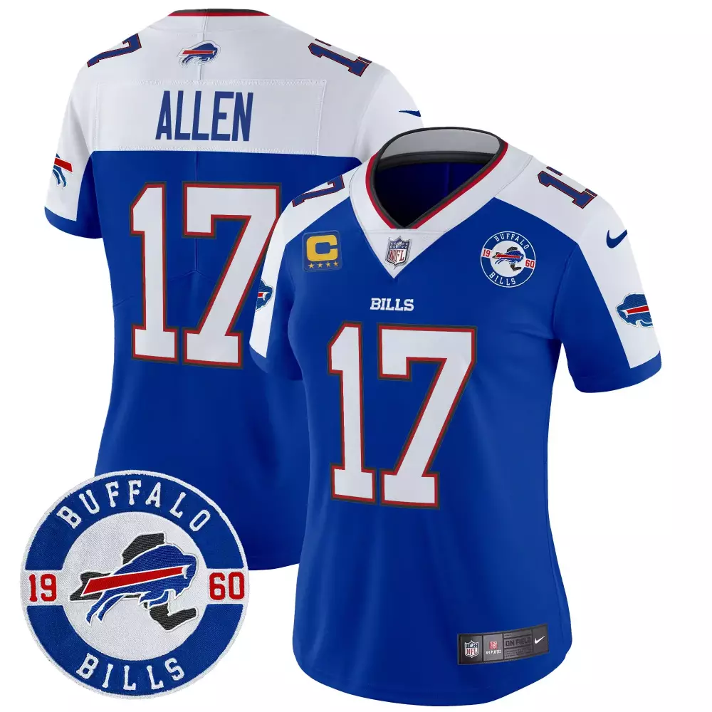 Josh Allen 17 Buffalo Bills Jersey Royal Blue 1960 Men White Red Alternate Vapor