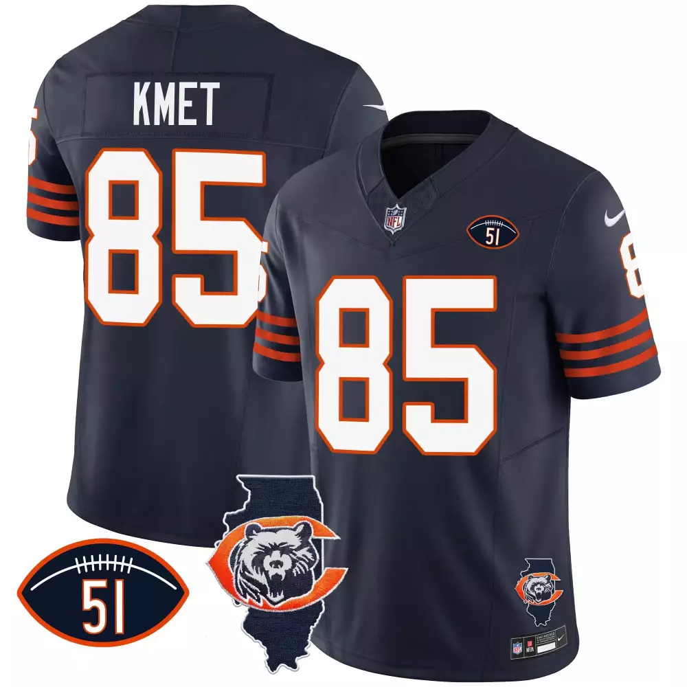 Cole Kmet 85 Chicago Bears Jersey Navy Men NFL Orange White Throwback Vapor All Stitched