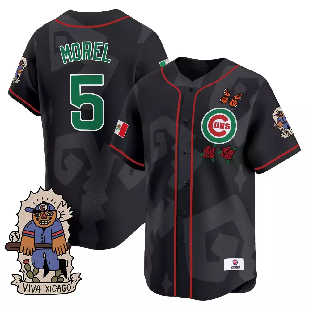 Christopher Morel 5 Cubs Jersey Black Mexican Flag Butterfly Men Red Green White