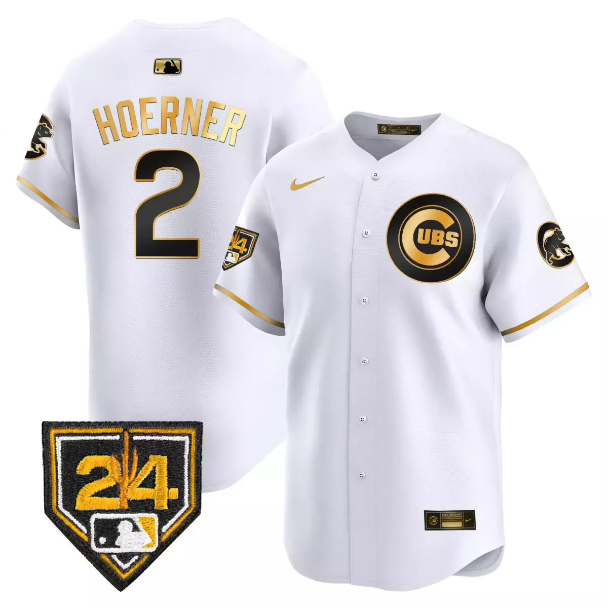 Hoerner Training 2 Cubs Jersey White Men Gold Black Vapor Premier Limited v2 All