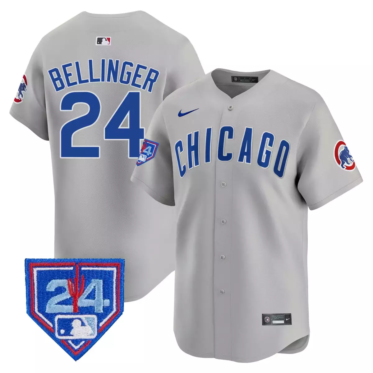 Bellinger Training 24 Jersey Gray Chicago Cubs Number Men Blue White Red Vapor Premier
