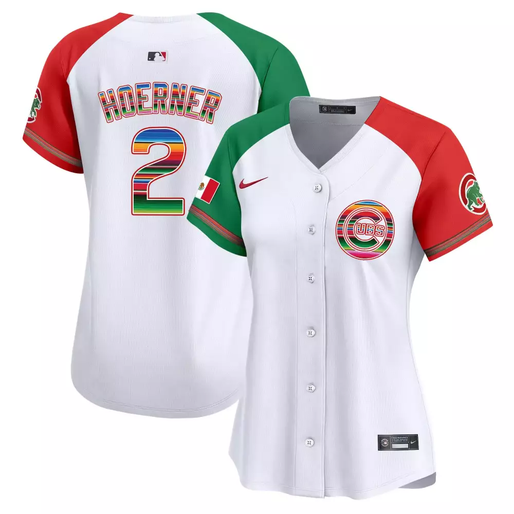 Nico Hoerner 2 Cubs Jersey White Mexico Flag Women Alternate Custom Design Red Green