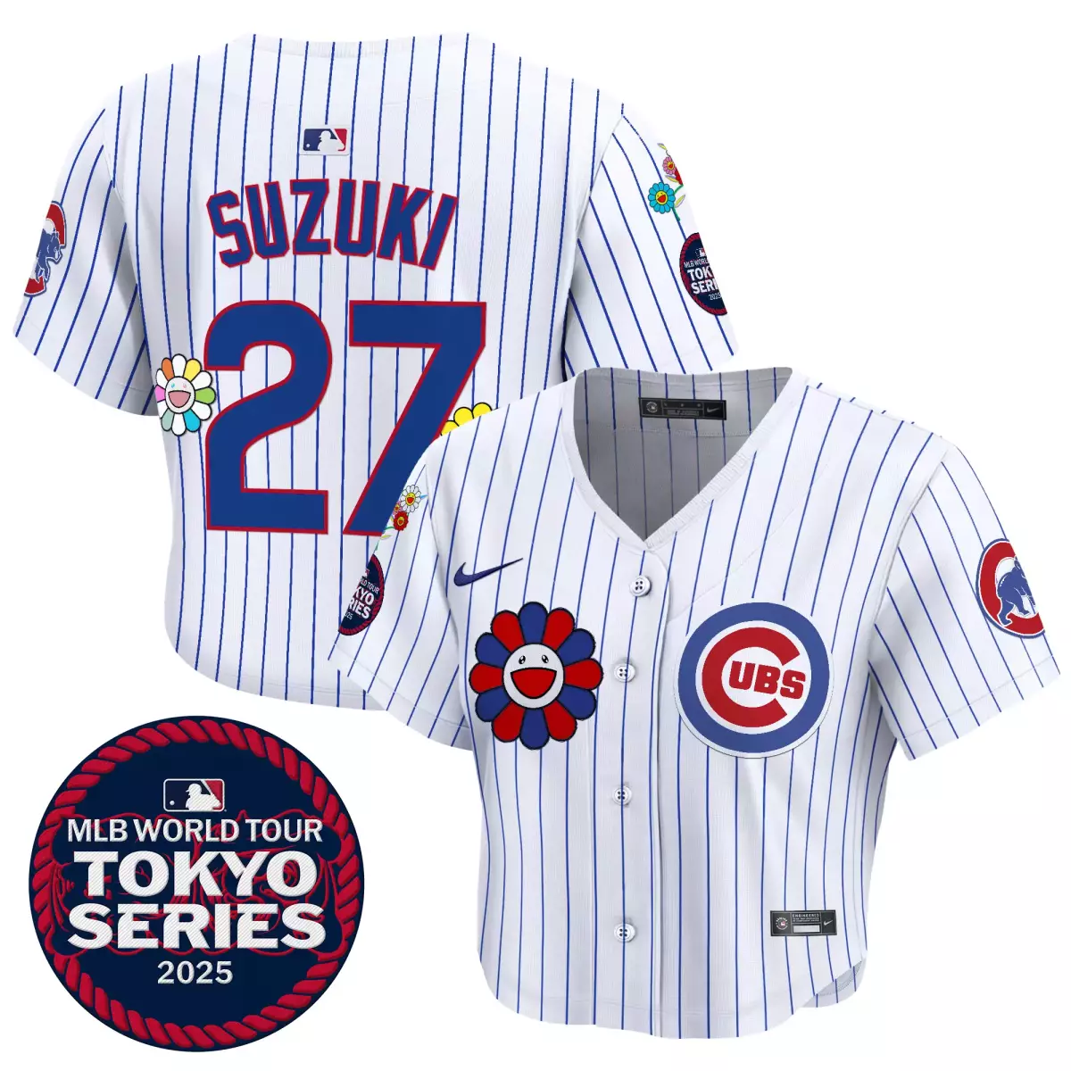 Suzuki Tokyo 27 Cubs Jersey White MLB World Tour Series 2025 Men Blue Stitched