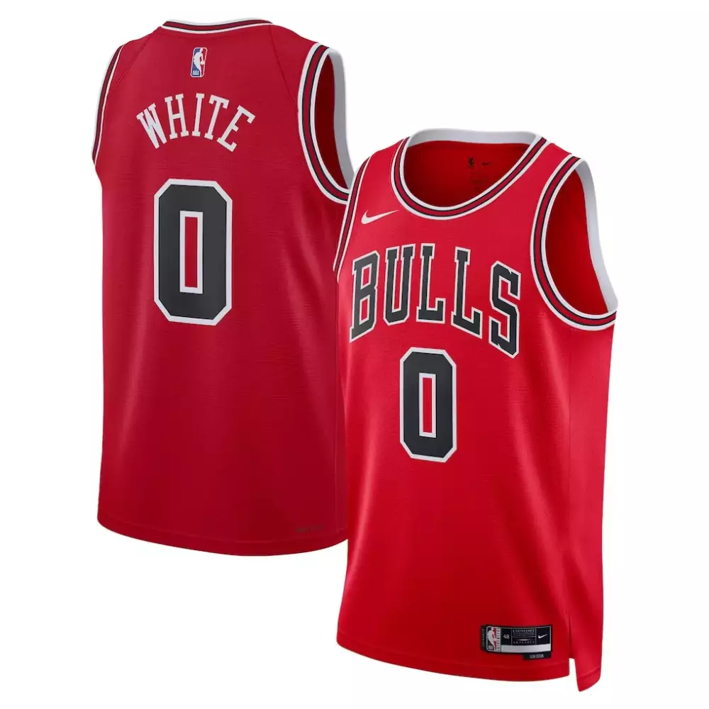 Coby White Bulls Jersey Red Men Standard Black Unisex Swingman Icon