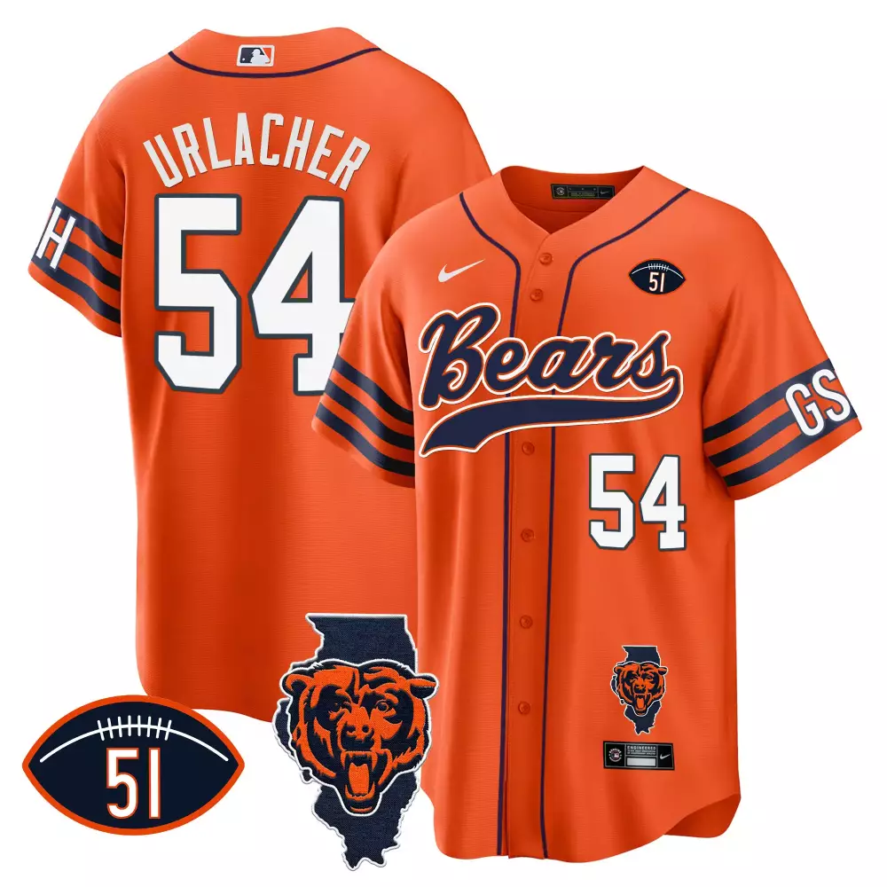 Brian Urlacher 54 Bears Jersey Orange Chicago Alternate Uniform Football Shape Number 51