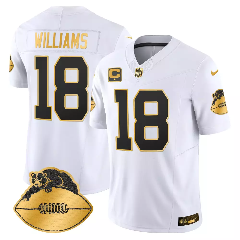Caleb Williams 18 Chicago Bears Jersey White Badger Football 2023 Men Alternate Black