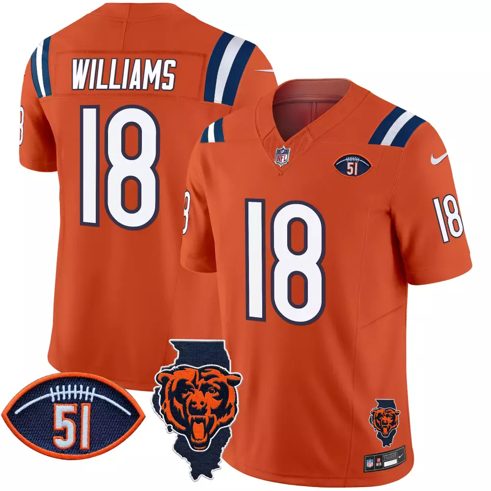 Caleb Williams 18 Chicago Bears Jersey Orange 51 Men Navy White Vapor Limited v2