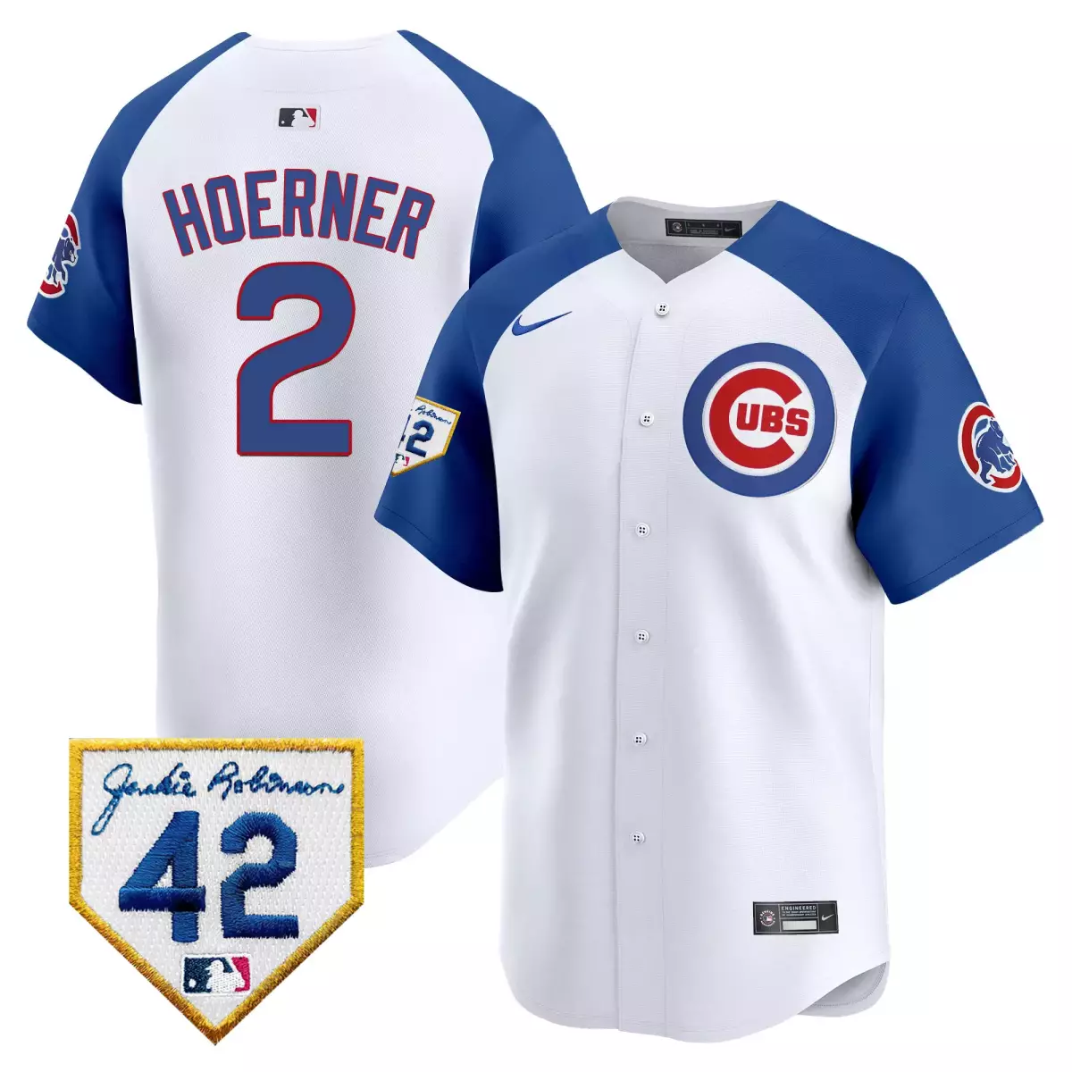 Nico Hoerner 2 Cubs Jersey White Jackie Robinson 42 Men Blue Red Vapor Premier Limited