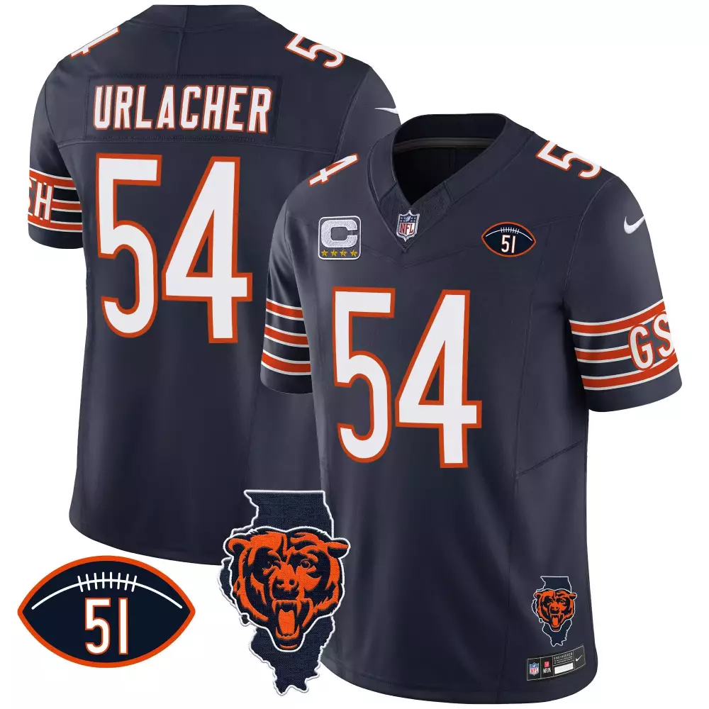 Brian Urlacher 54 Chicago Bears Jersey Navy Blue Men NFL Orange White Vapor All Stitched