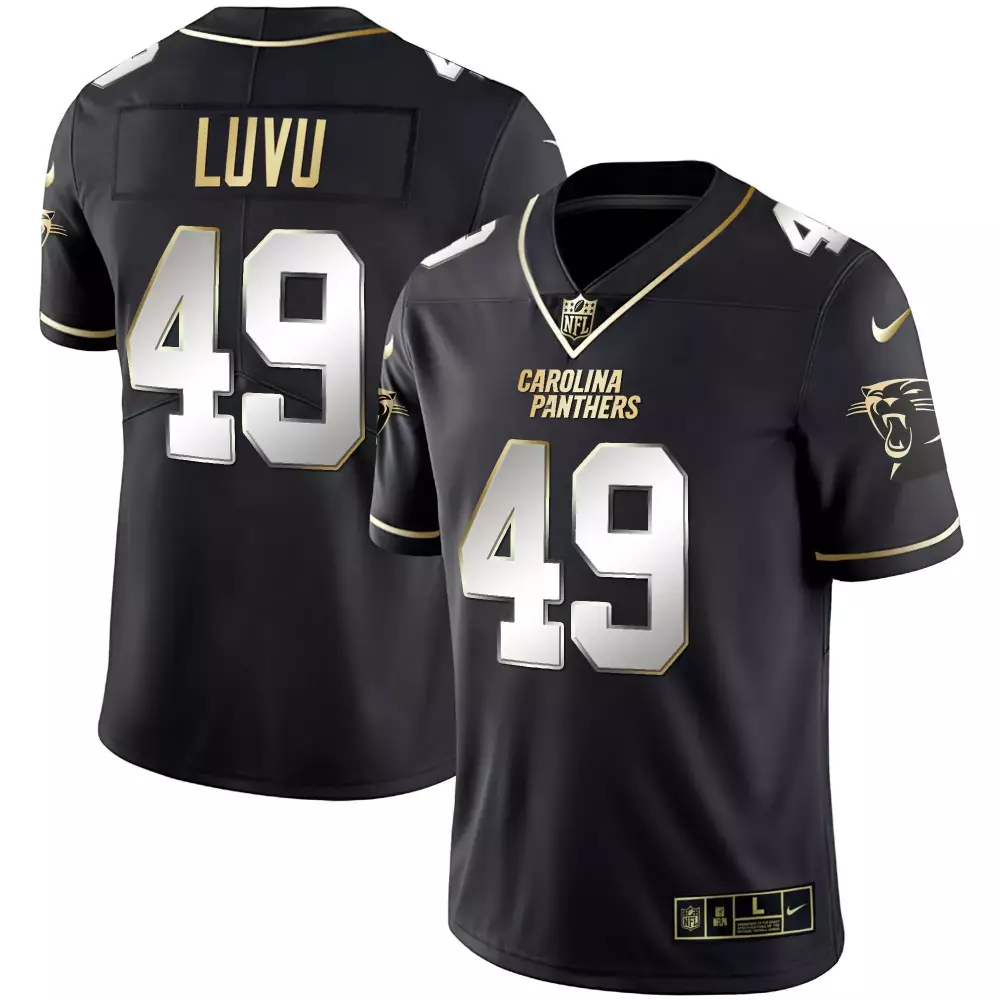 Frankie Luvu 49 Carolina Panthers Jersey Black Men Gold White Limited Vapor All Stitched