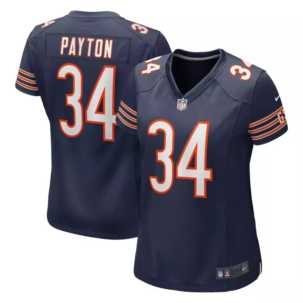 Walter Payton 34 Chicago Bears Jersey Navy Blue Men Orange White Game Retired